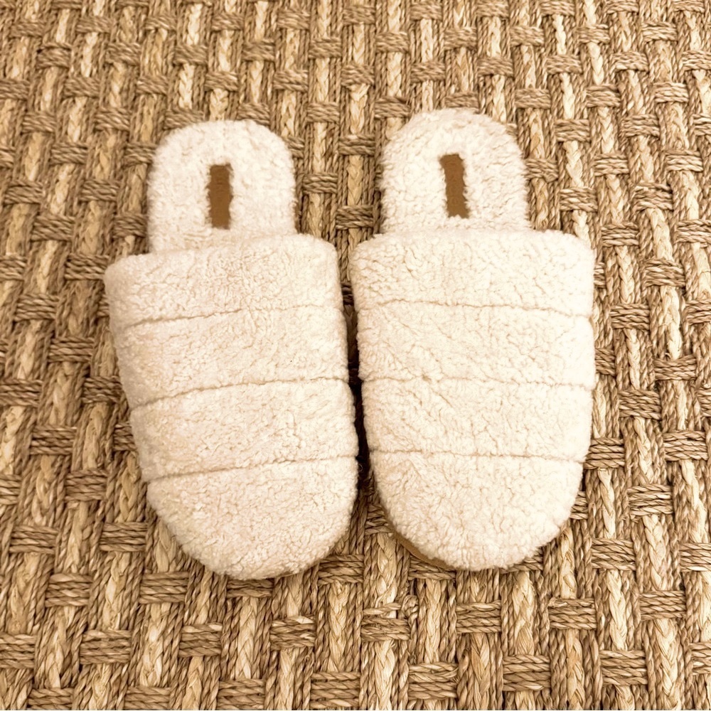 Vince Real Lamb Fur and Suede Slippers, Size 9